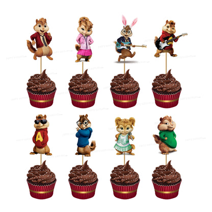 Alvin and Chipmunks Theme Cup Cake Topper