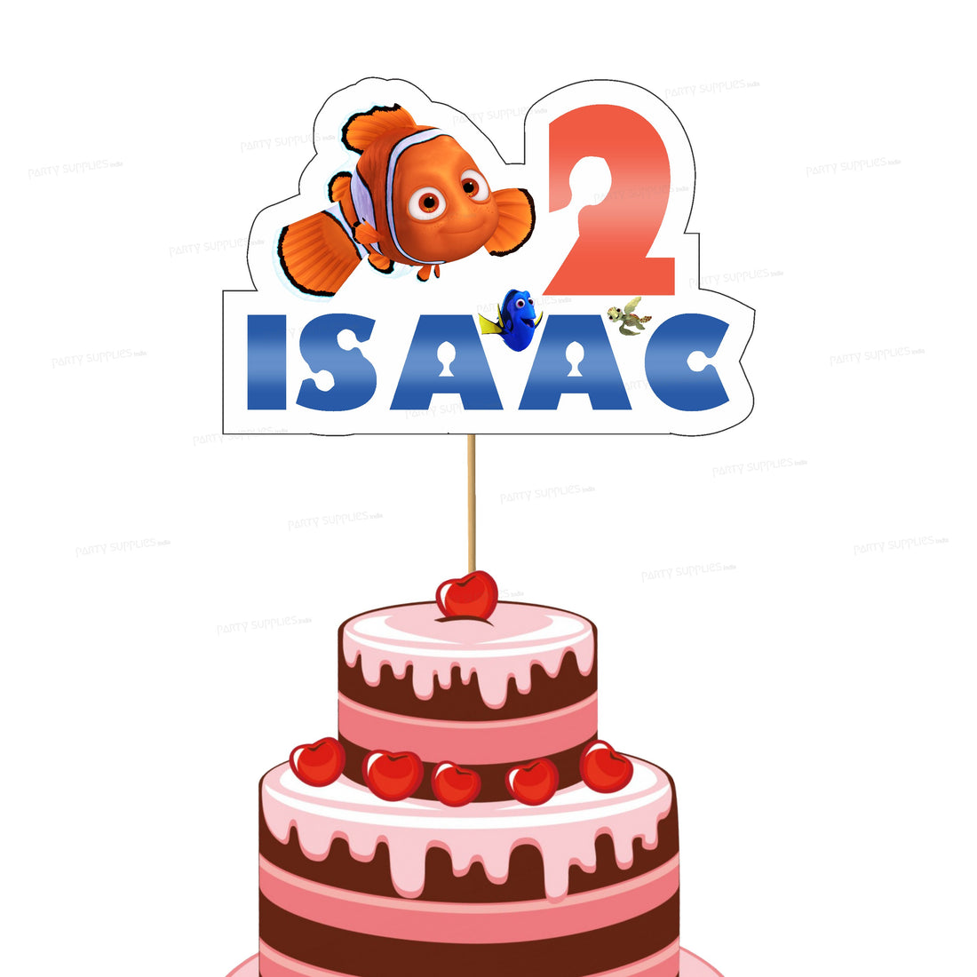 Nemo and Dory Theme Baby Age Cake Topper