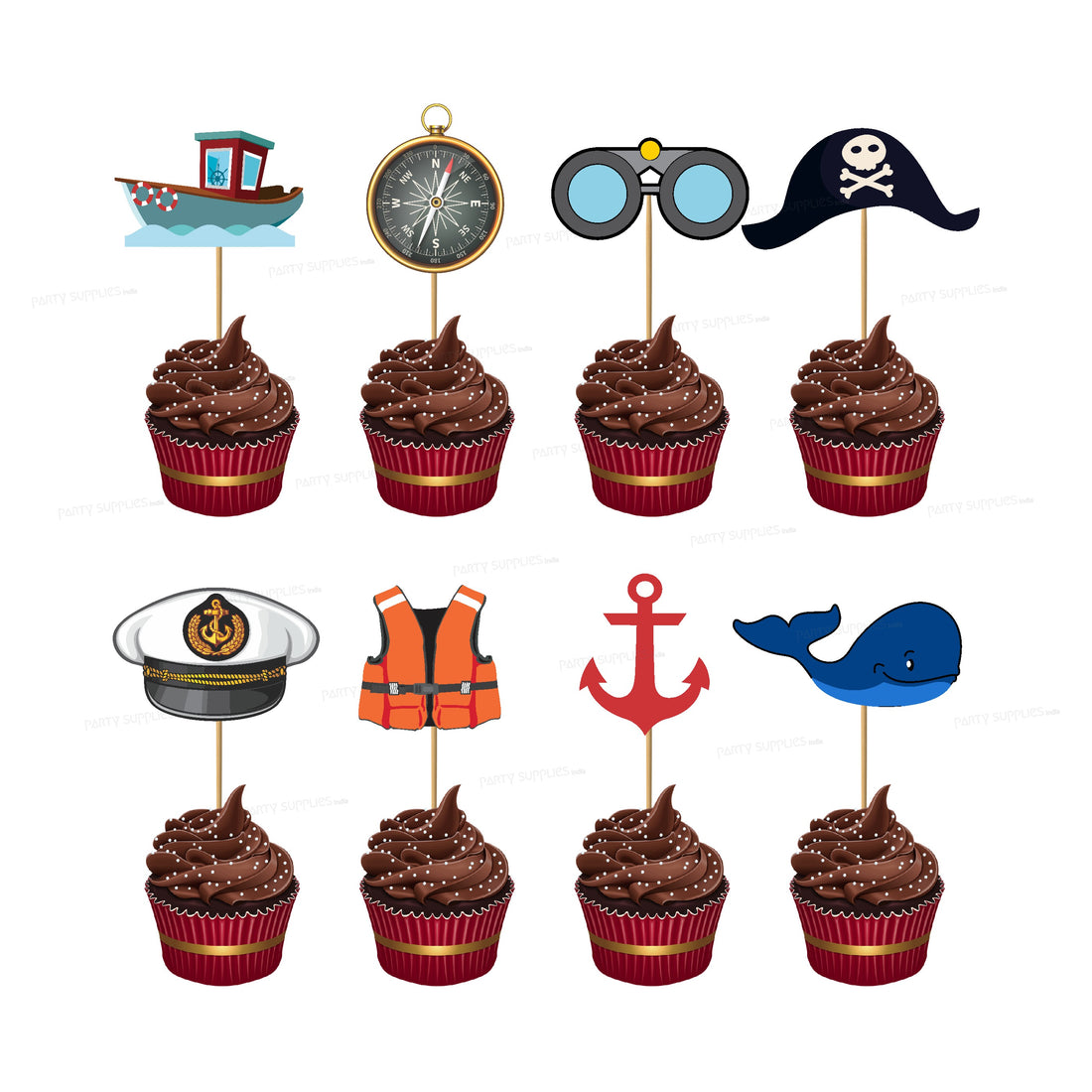 Sailor Theme Cup Cake Topper