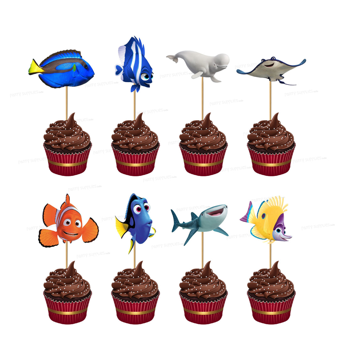 Nemo and Dory Theme Classic Cup Cake Topper