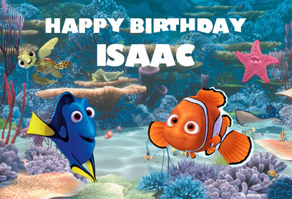 Nemo and Dory Theme Personalized Backdrop