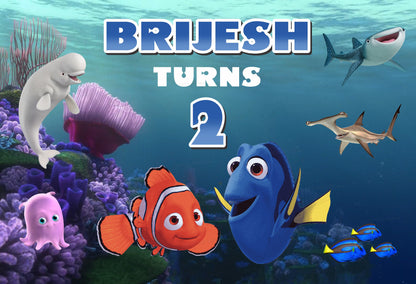 Nemo and Dory Theme Backdrop