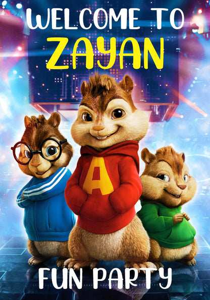 PSI Alvin and Chipmunks Theme Welcome Board