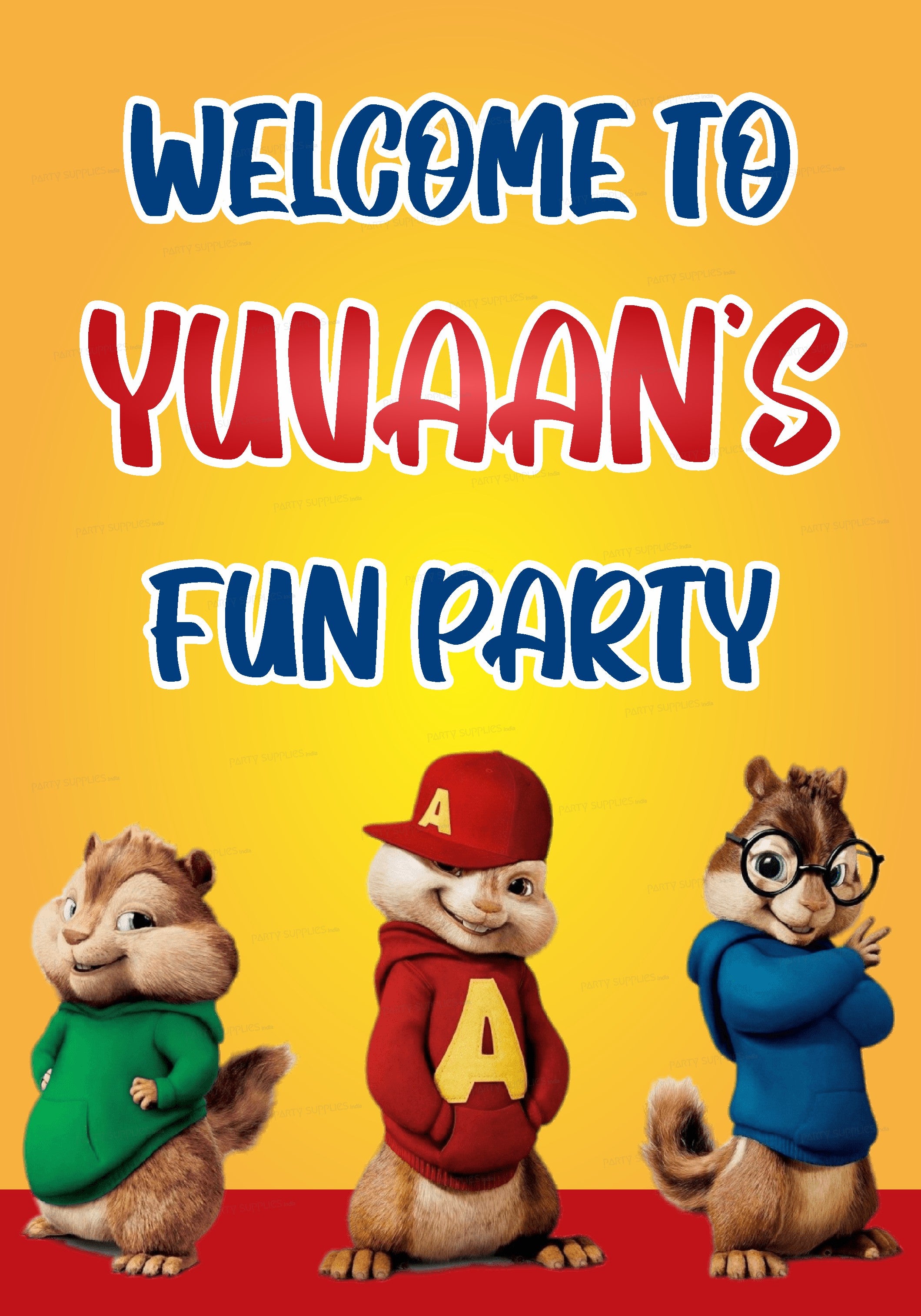 Alvin and Chipmunks Theme Customized Welcome Board - image 1 of 3 | Party Supplies India
