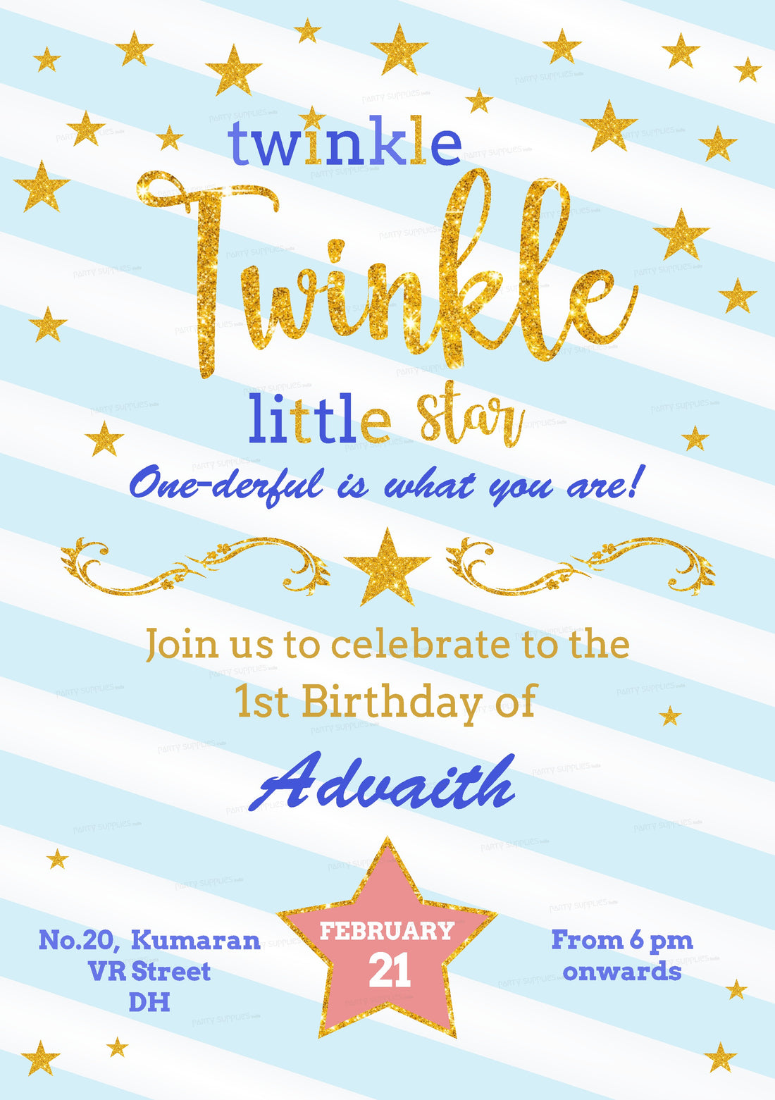 Twinkle Twinkle Little Star Boy Theme Invite