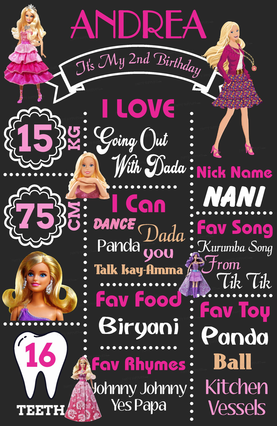 Barbie Theme Chalk Board