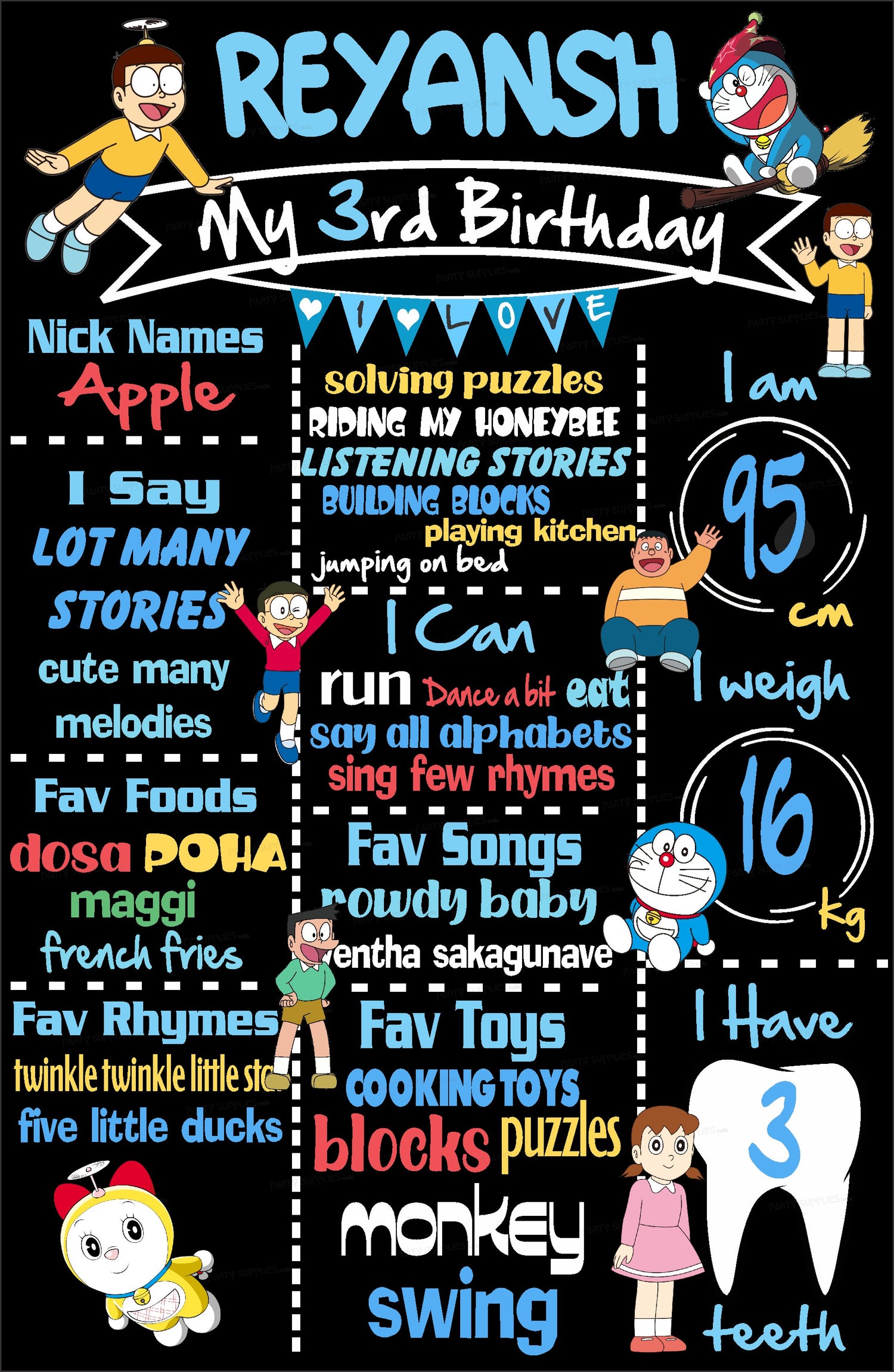 Doraemon Theme Chalk Board - image 1 of 3 | Party Supplies India
