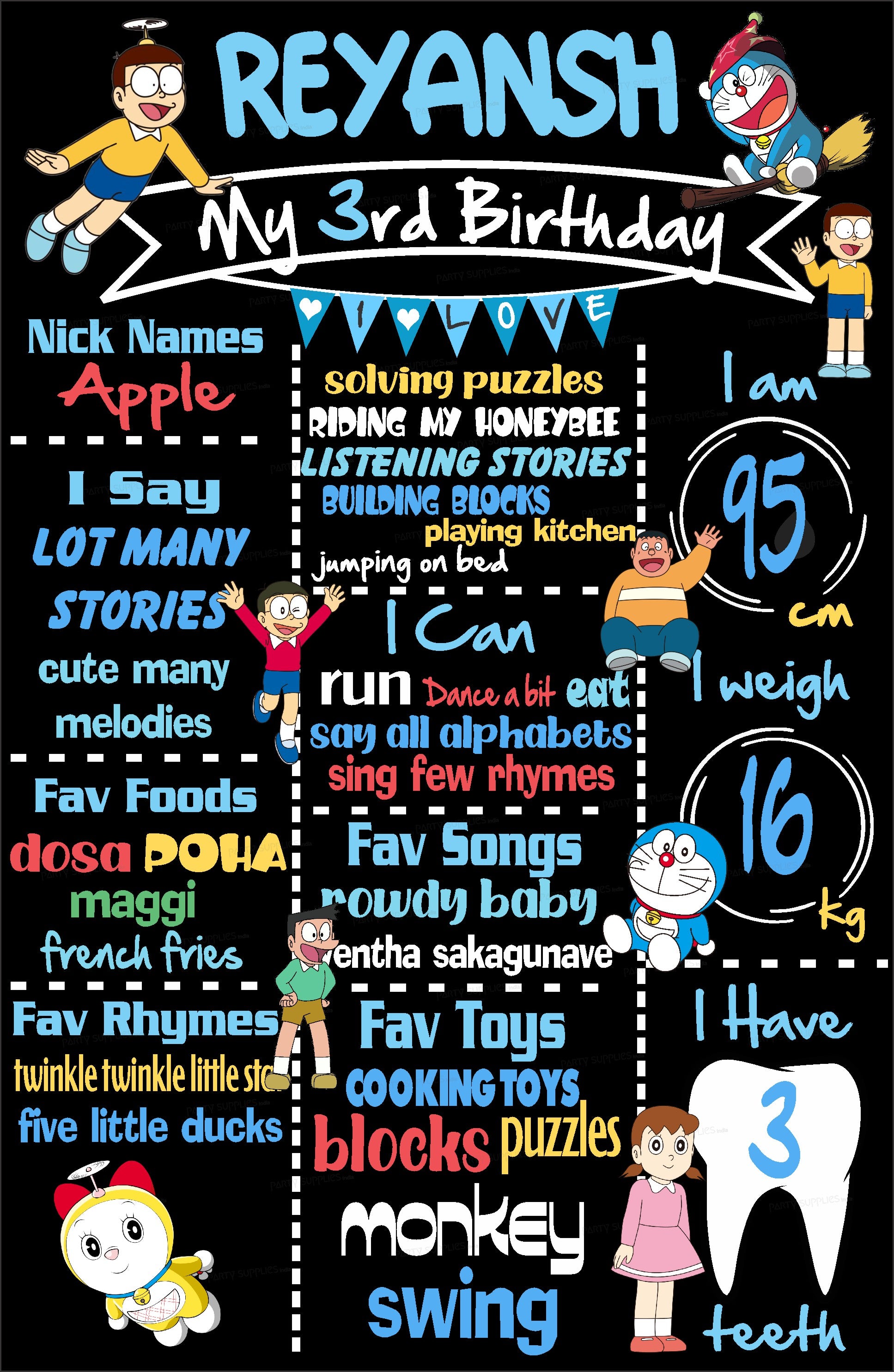 Doraemon Theme Chalk Board - image 1 of 3 | Party Supplies India