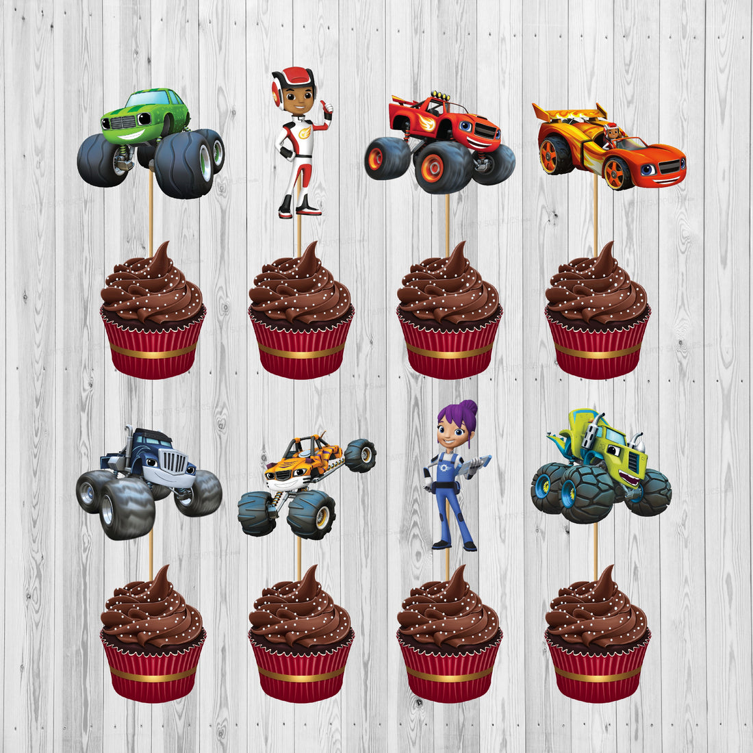 PSI Blaze and the Monster Machines Theme Classic Cup Cake Topper