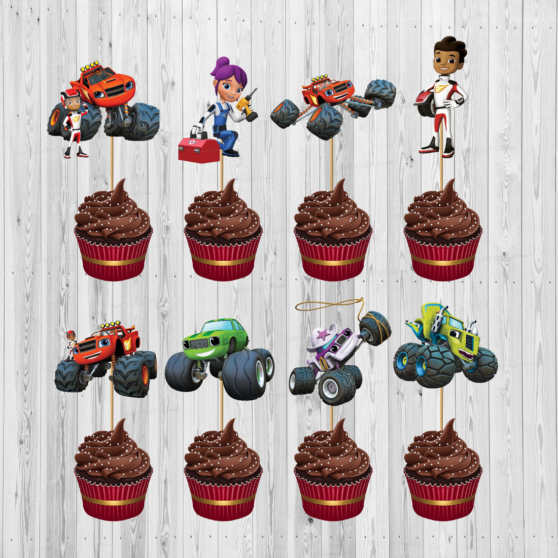 PSI Blaze and the Monster Machines Theme Cup Cake Topper
