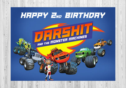 Blaze and the Monster Machines Theme Customized Backdrop