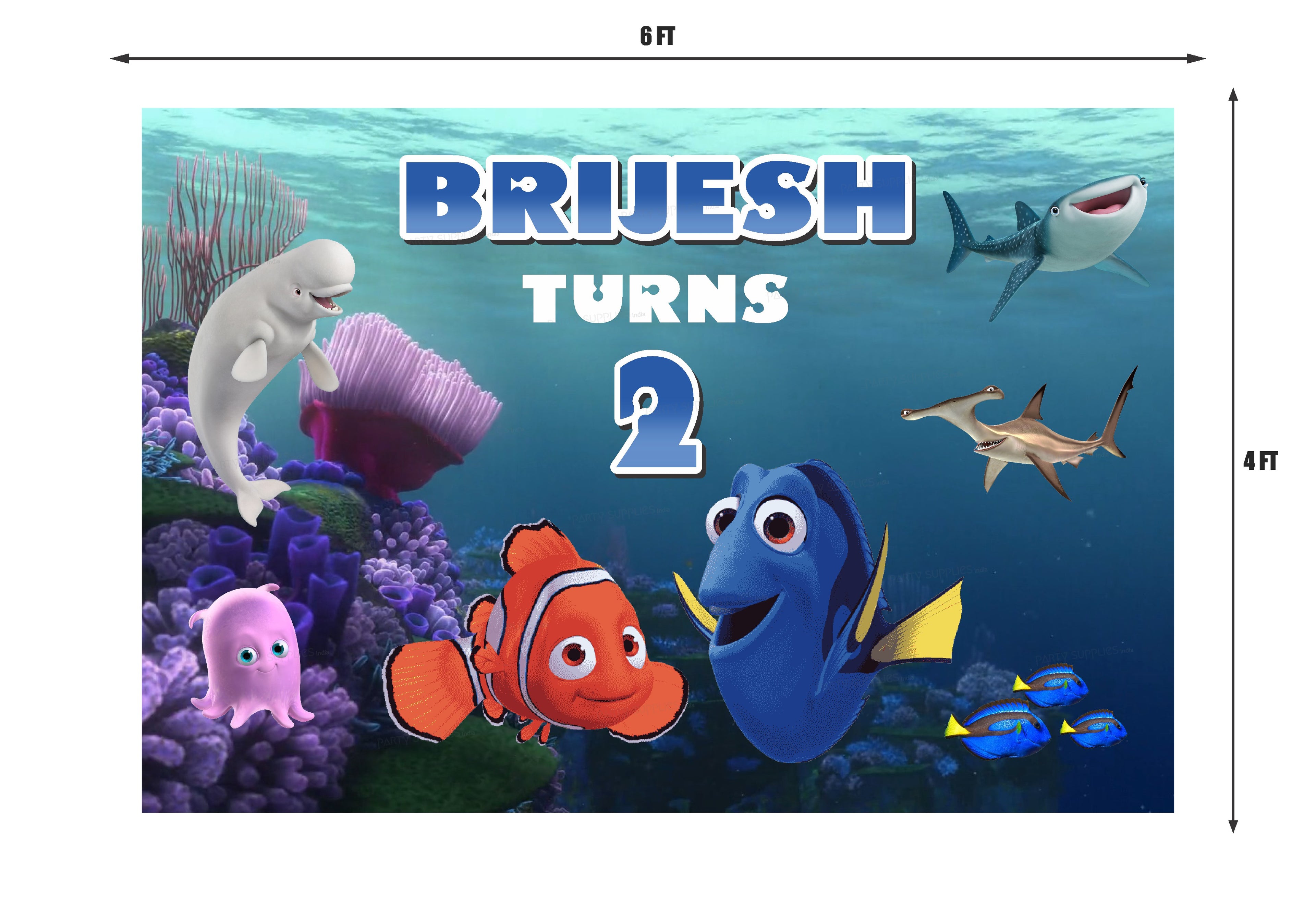 Nemo and Dory Theme Backdrop