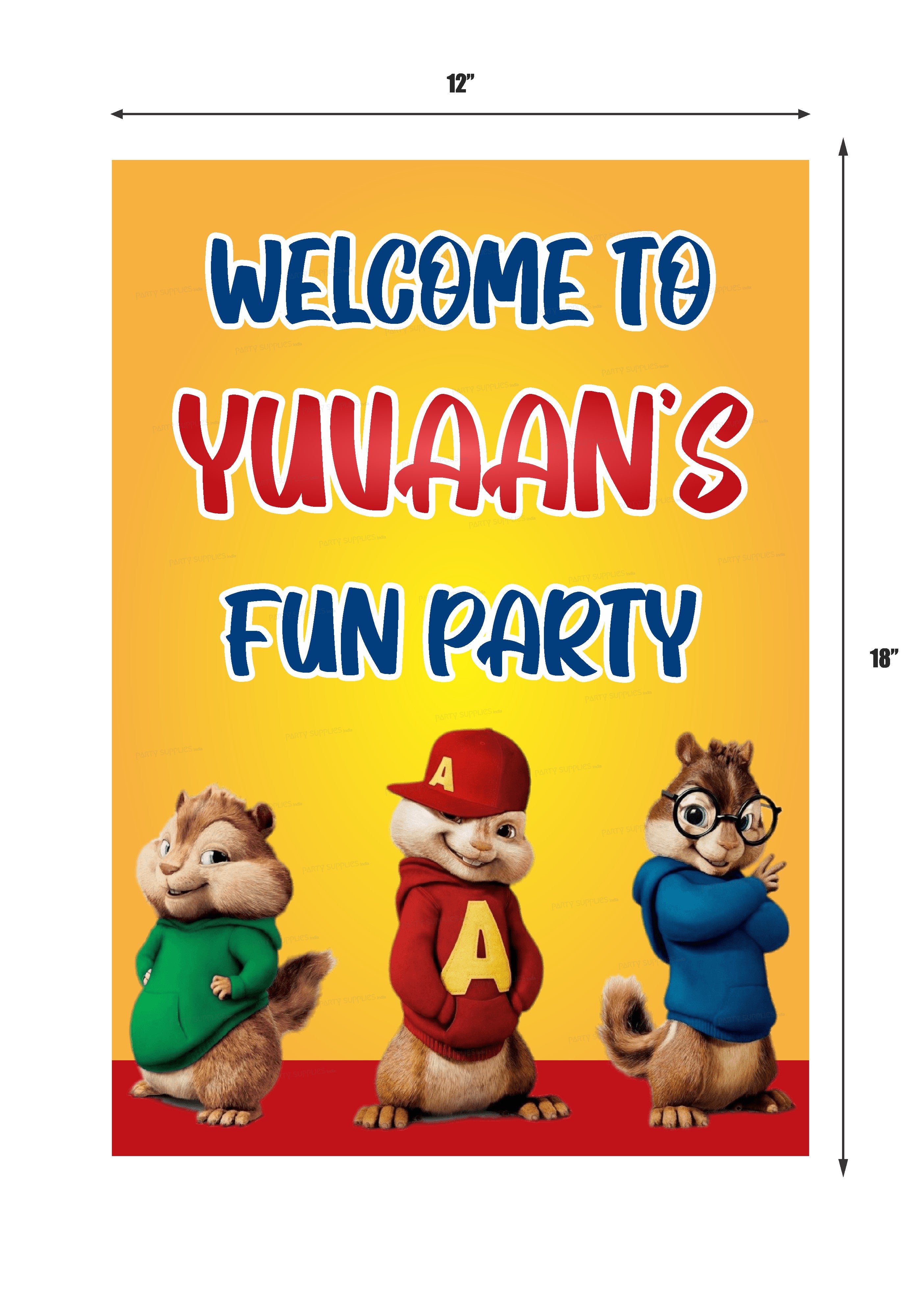 Alvin and Chipmunks Theme Customized Welcome Board - image 2 of 3 | Party Supplies India