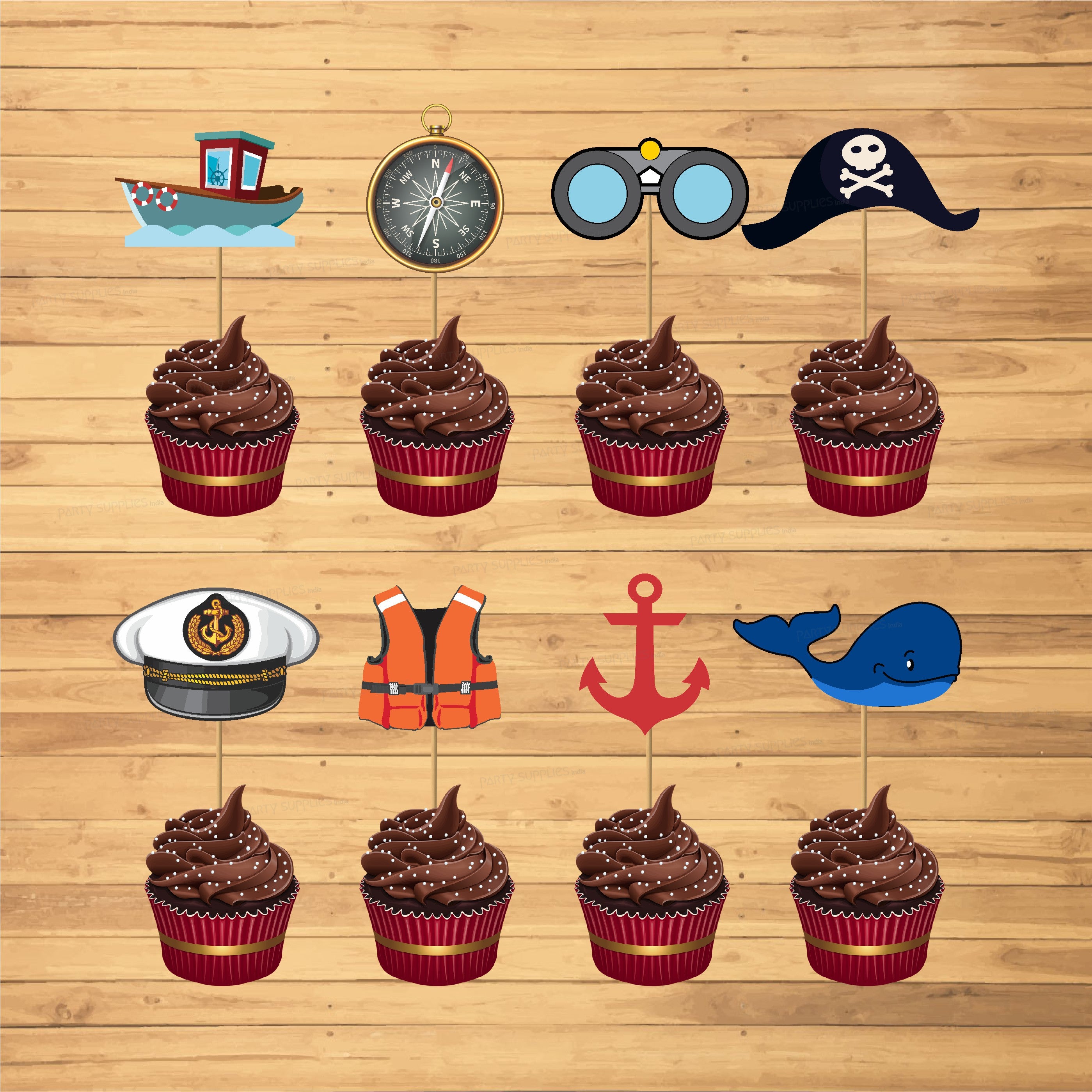 Sailor Theme Cup Cake Topper