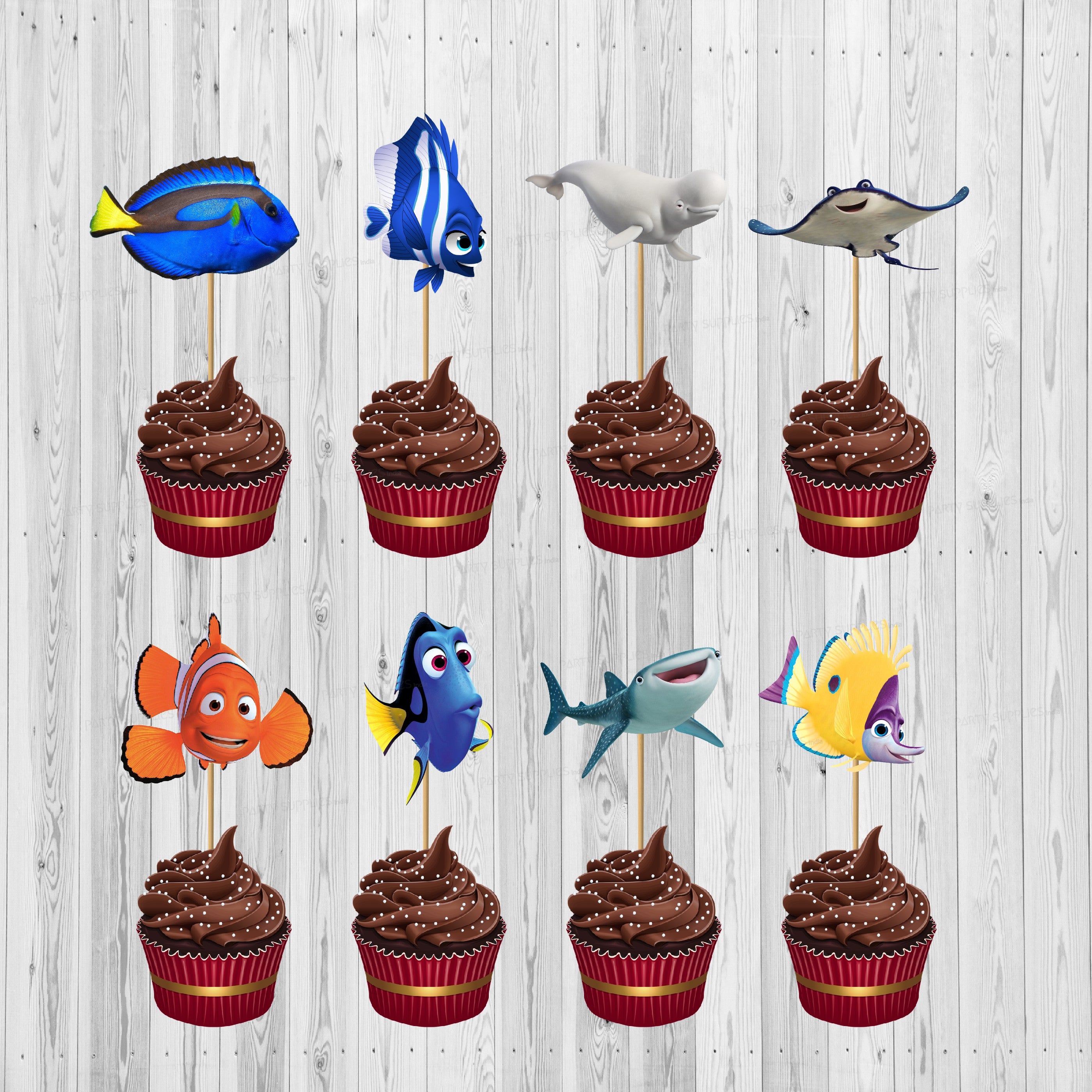 PSI Nemo and Dory Theme Classic Cup Cake Topper