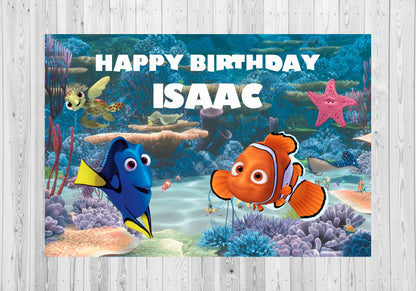 Nemo and Dory Theme Personalized Backdrop