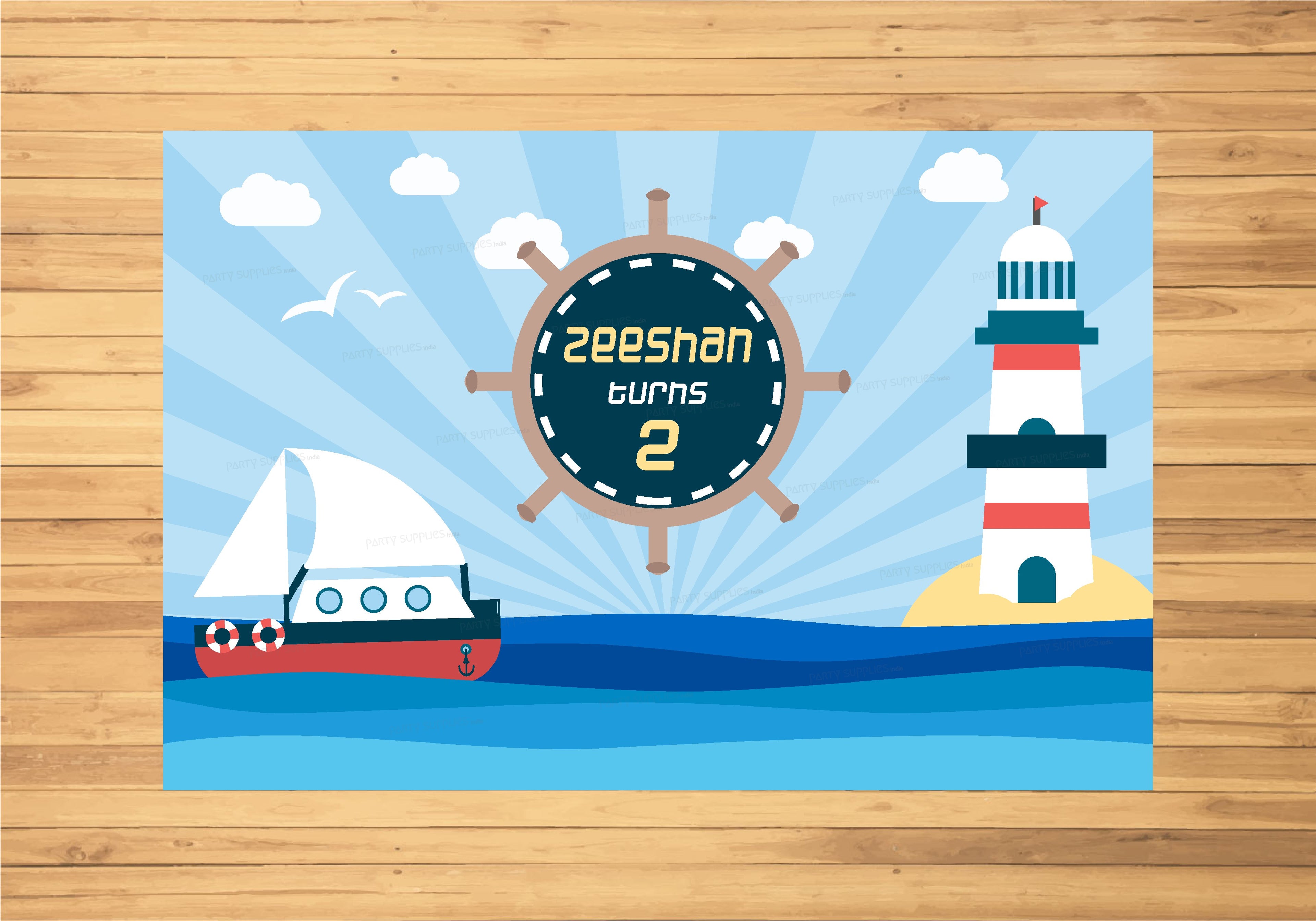 PSI Sailor Theme Personalized Backdrop
