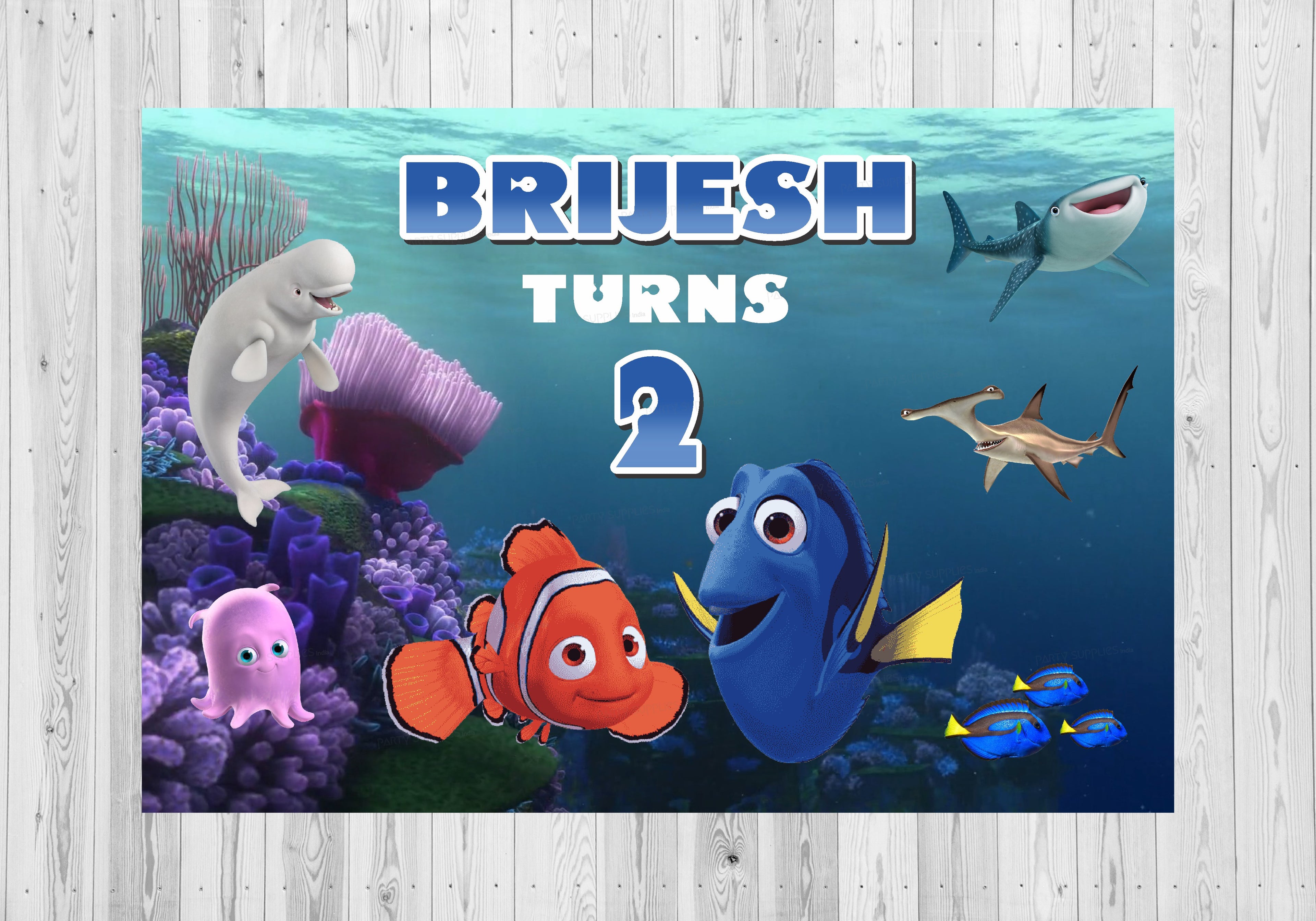 Nemo and Dory Theme Backdrop