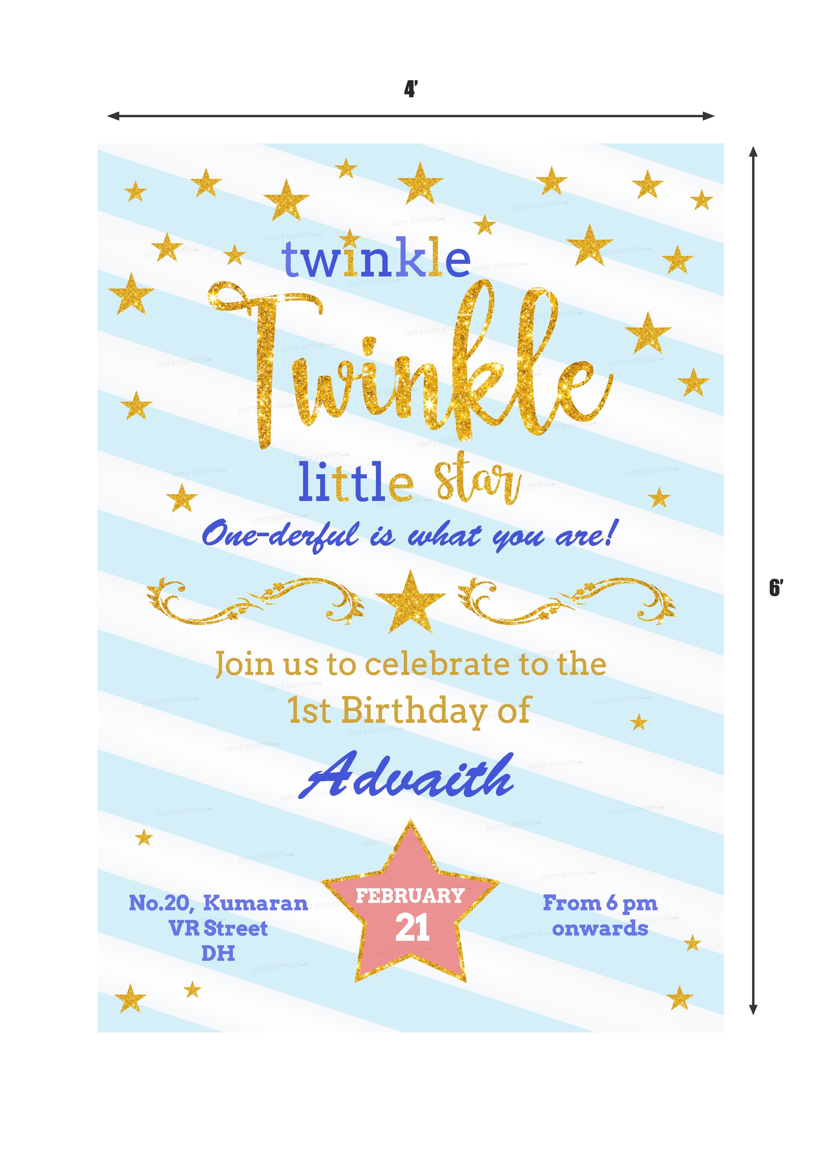 PSI Twinkle Twinkle Little Star Boy Theme Invite