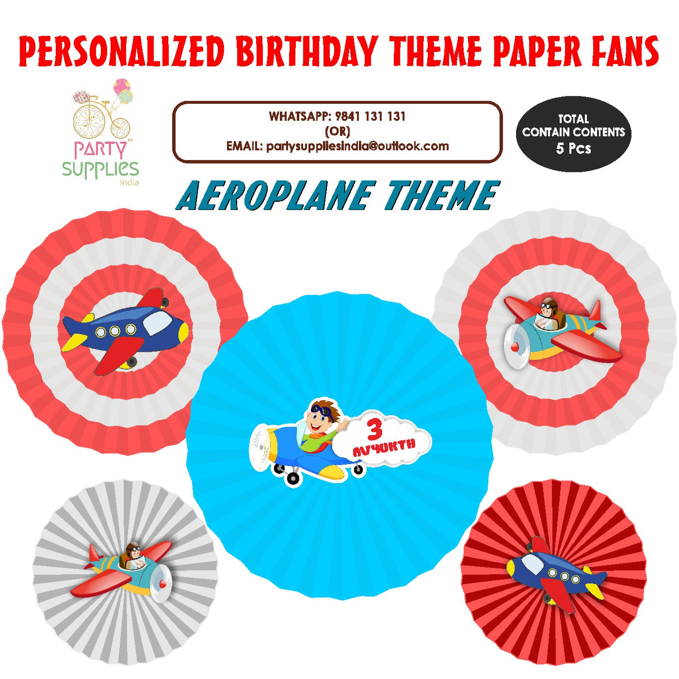 PSI Aeroplane Theme Paper Fan