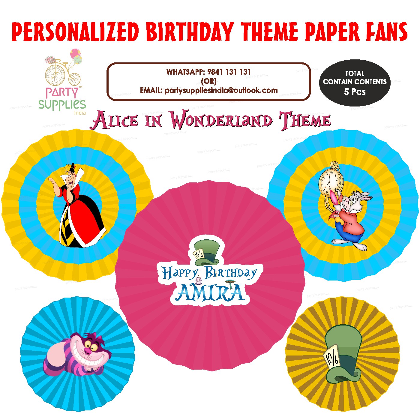 Alice In Wonderland  Theme Paper Fan