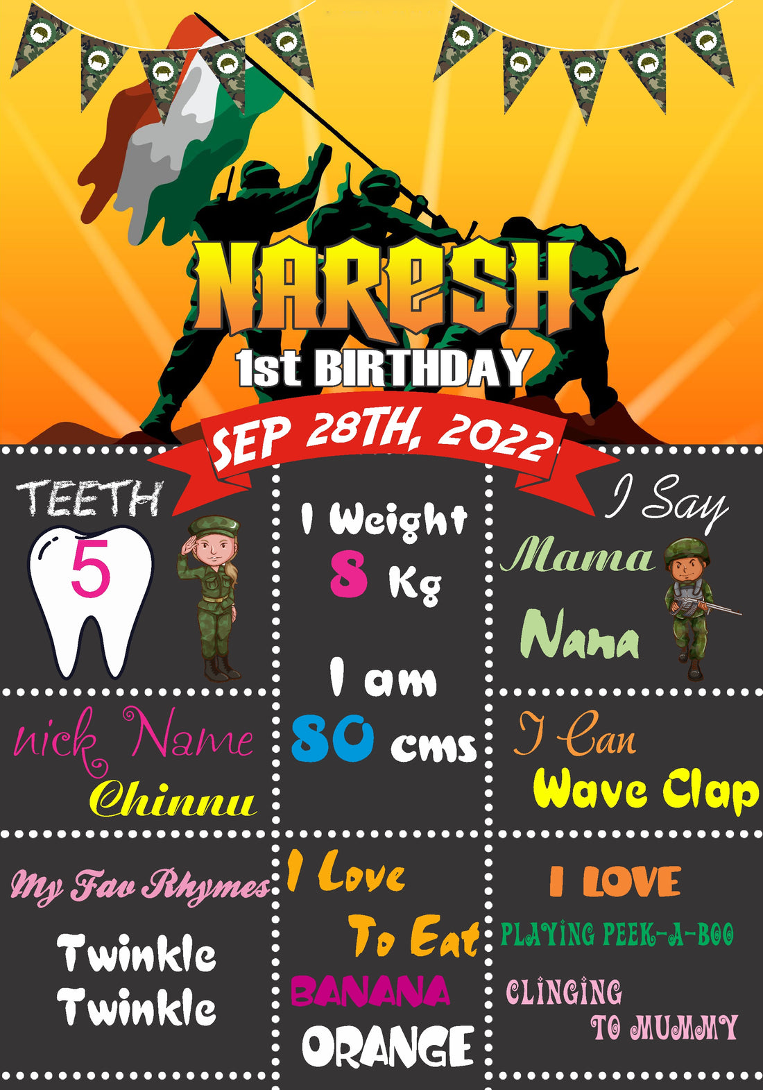 Military Theme Chalk Board