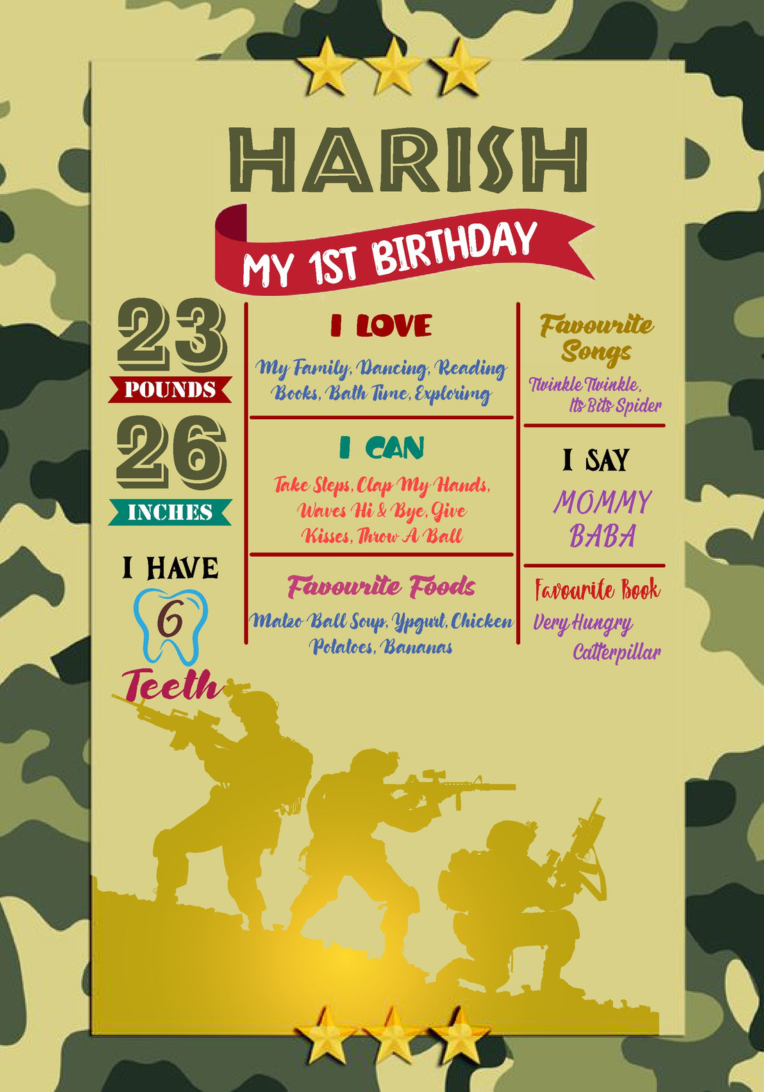 Military Theme Customized Chalk Board