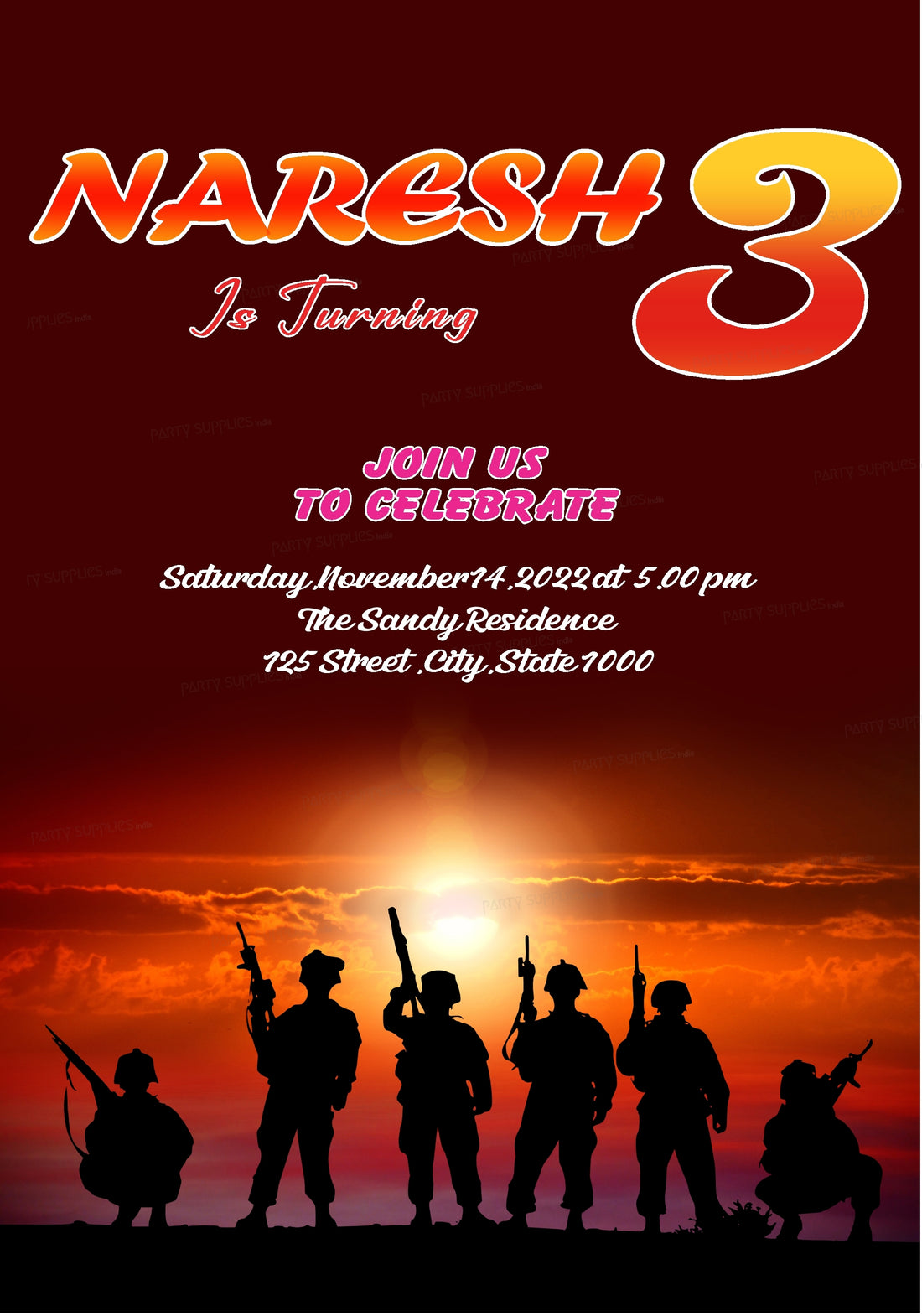 Military Theme Customized Invite