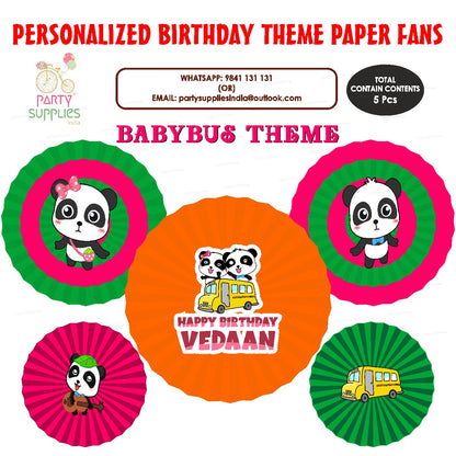 Baby Bus Theme Paper Fan