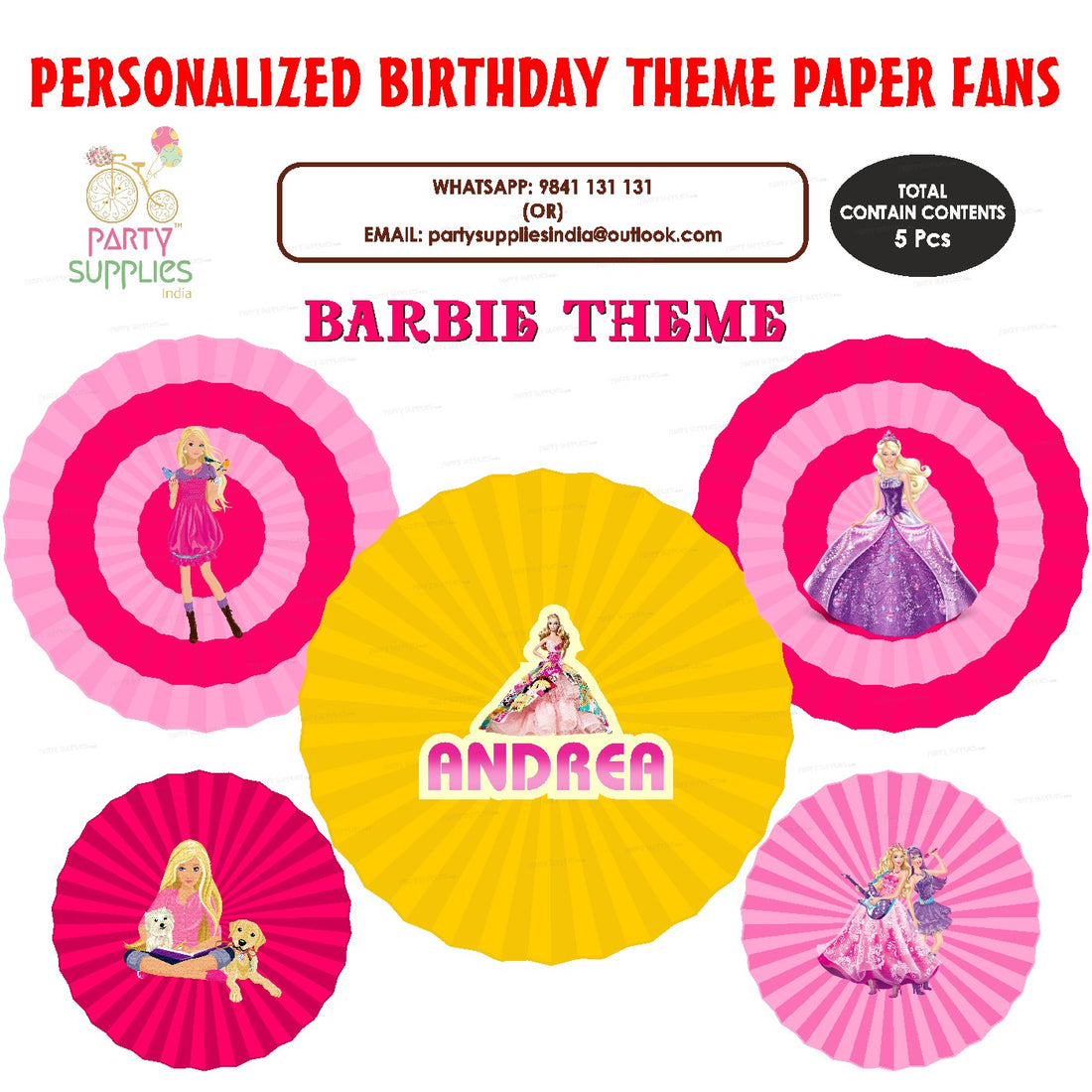 PSI Barbie Theme Paper Fan