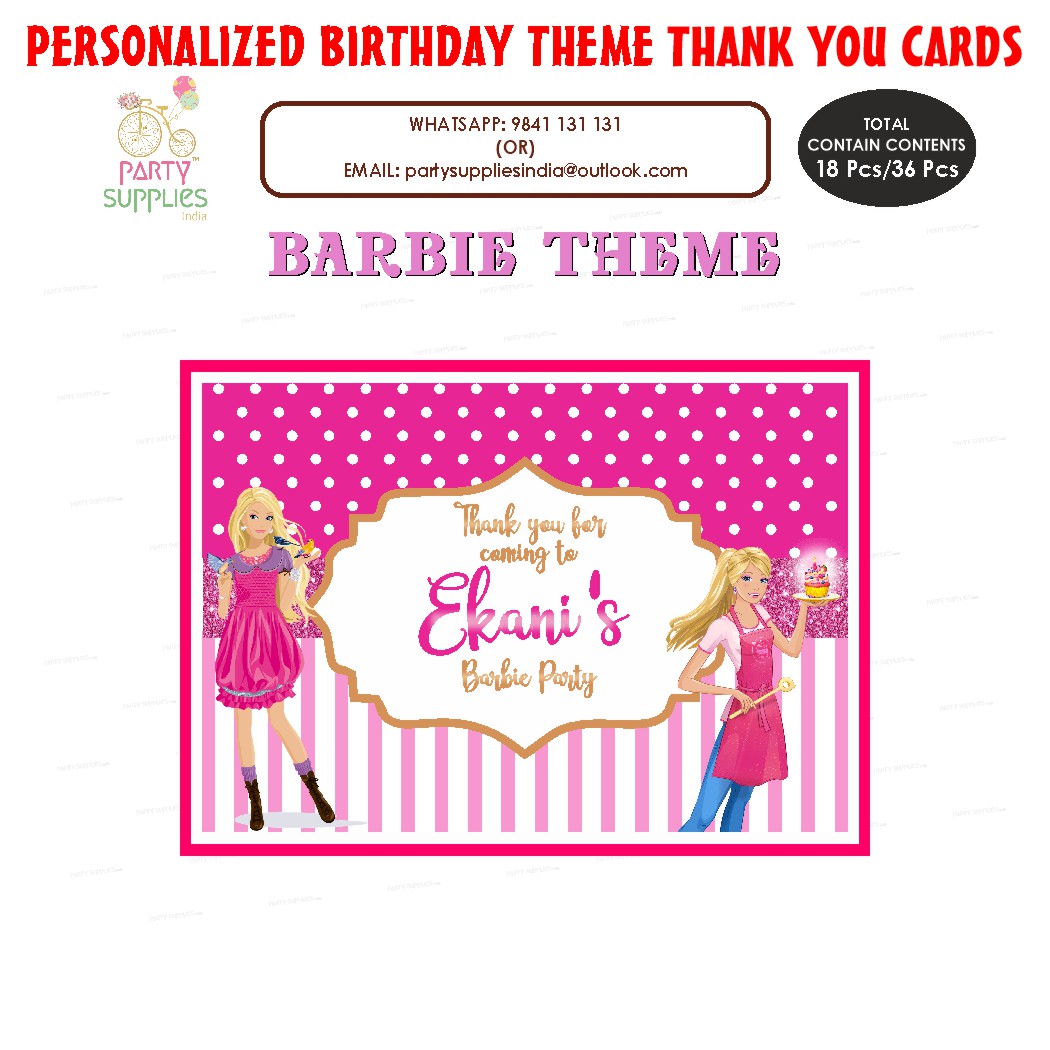 Barbie Theme Thank You Card