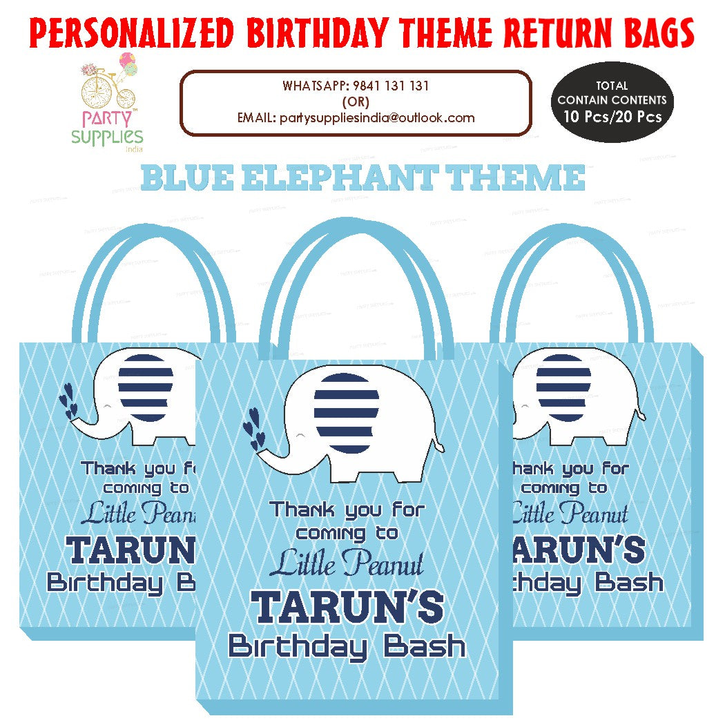 PSI Blue Elephant Theme Return Gift Bag