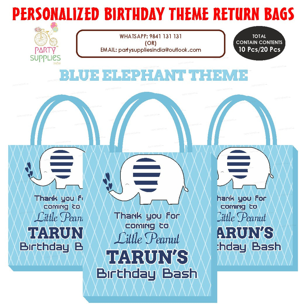 Blue Elephant Theme Return Gift Bag