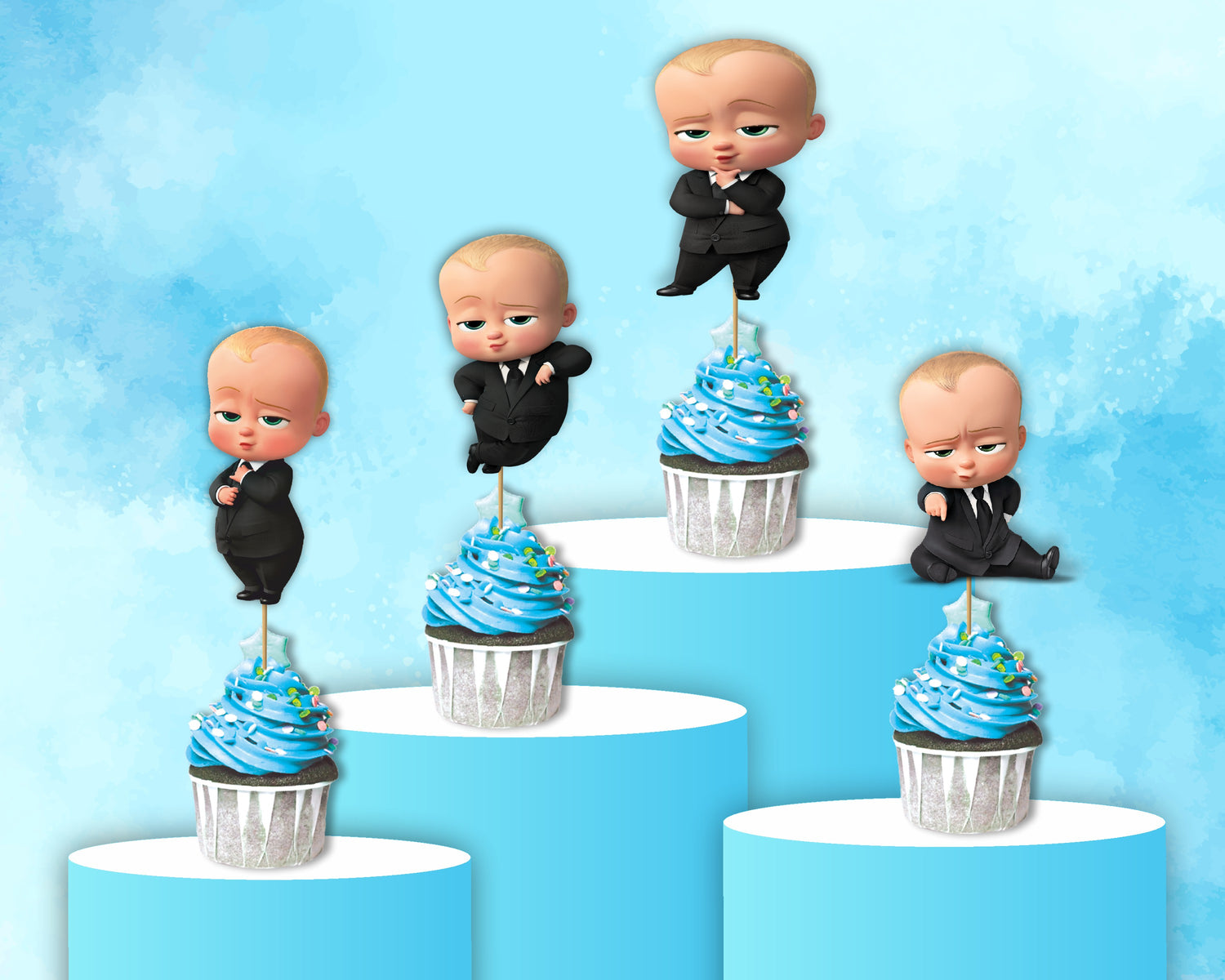 PSI Boss Baby Theme Cup Cake Topper