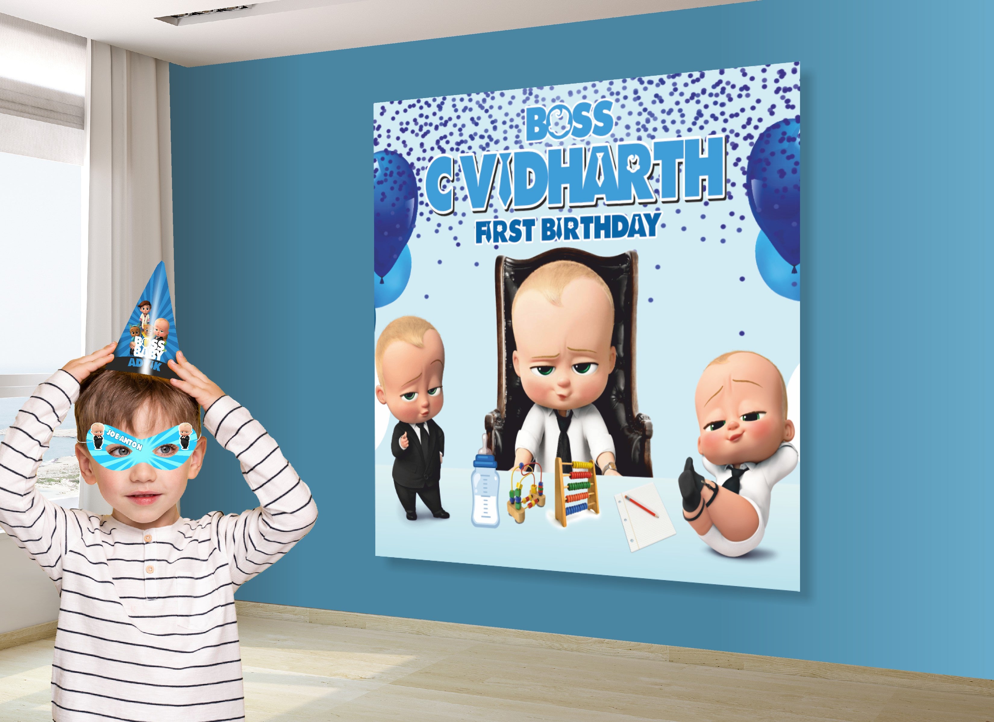 PSI Boss Baby Theme Customized Square Backdrop