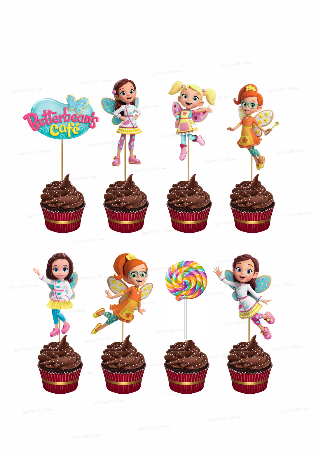 Butter Beans Theme Cup Cake Topper