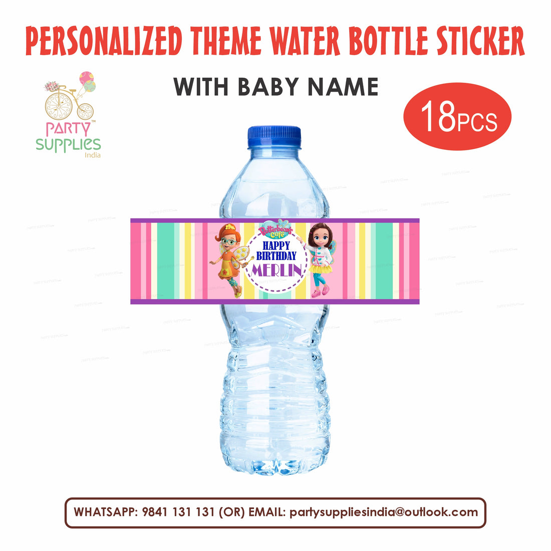 Butter Beans Theme Water Bottle Stickers