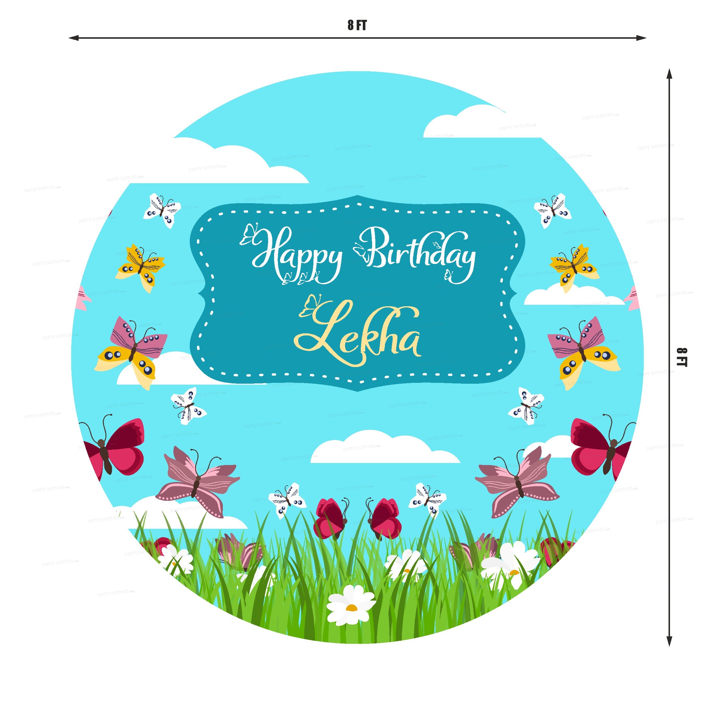 Butterfly Theme Customized Round Backdrop - image 3 of 4 | Party Supplies India
