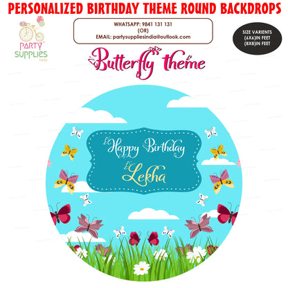 Butterfly Theme Customized Round Backdrop - image 1 of 4 | Party Supplies India