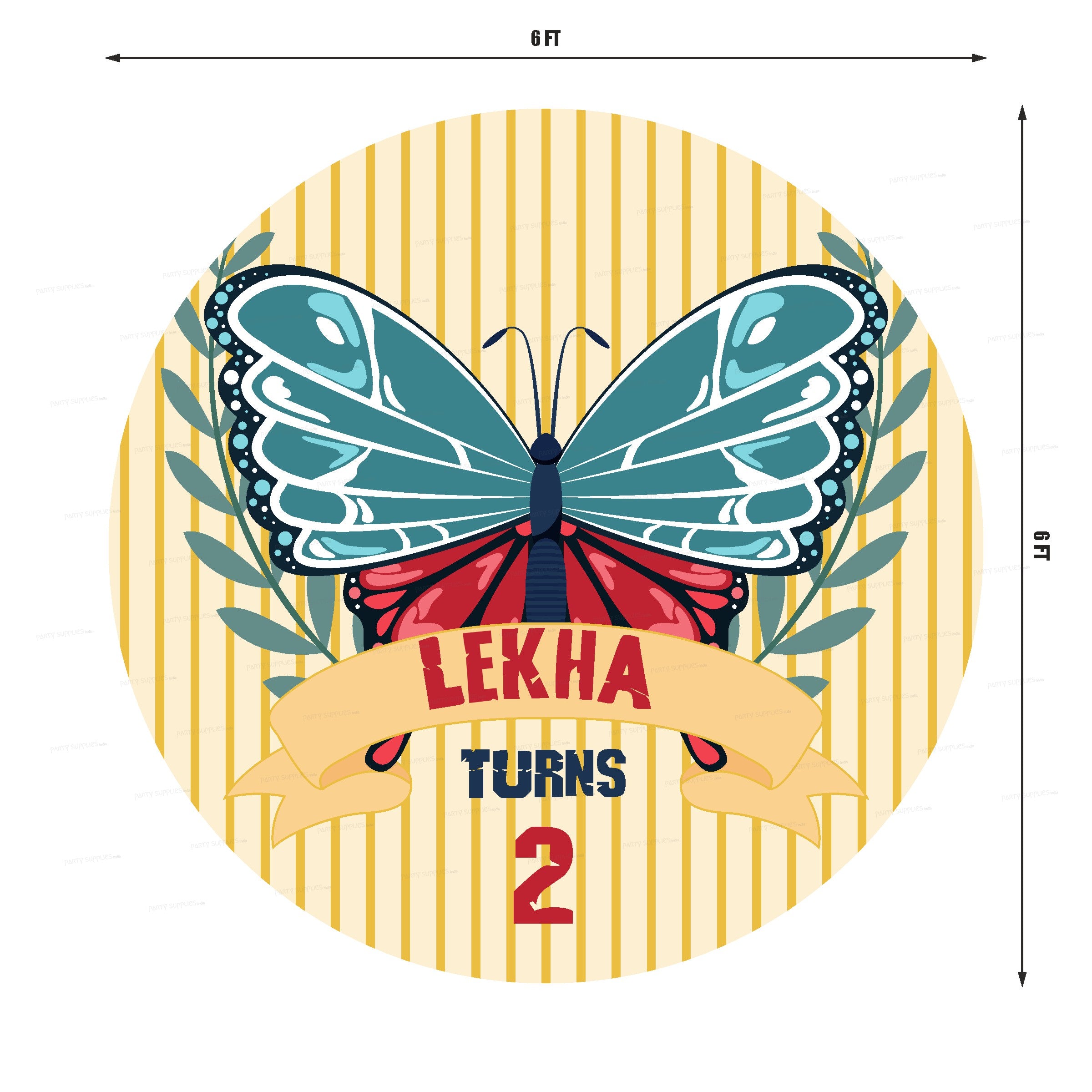 Butterfly Theme Personalized Round Backdrop