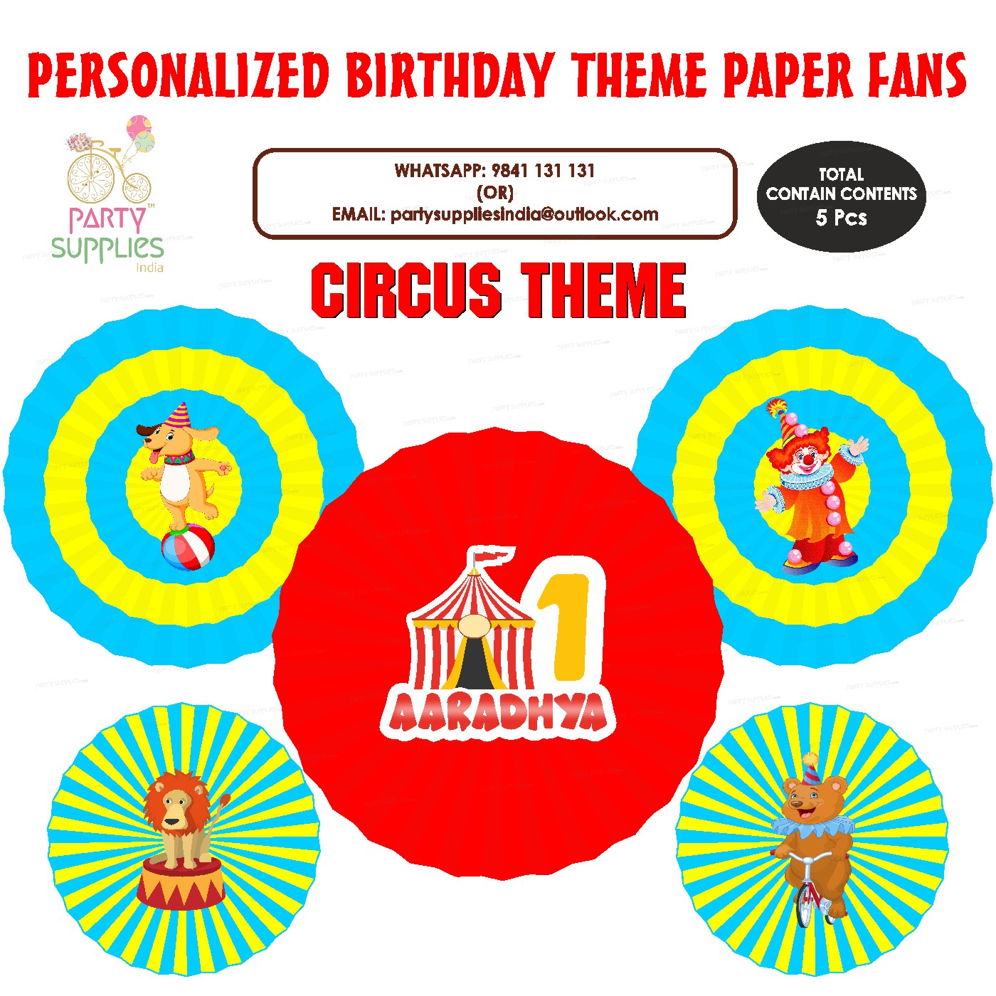 Circus Theme Paper Fan