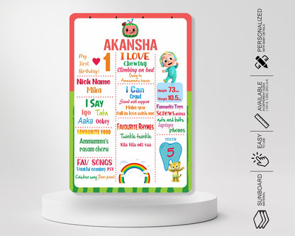 Cocomelon Girl Theme White Chalkboard