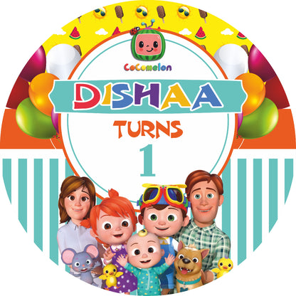 Coco Melon Theme Boy Personalized Round Backdrop - image 1 of 5 | Party Supplies India