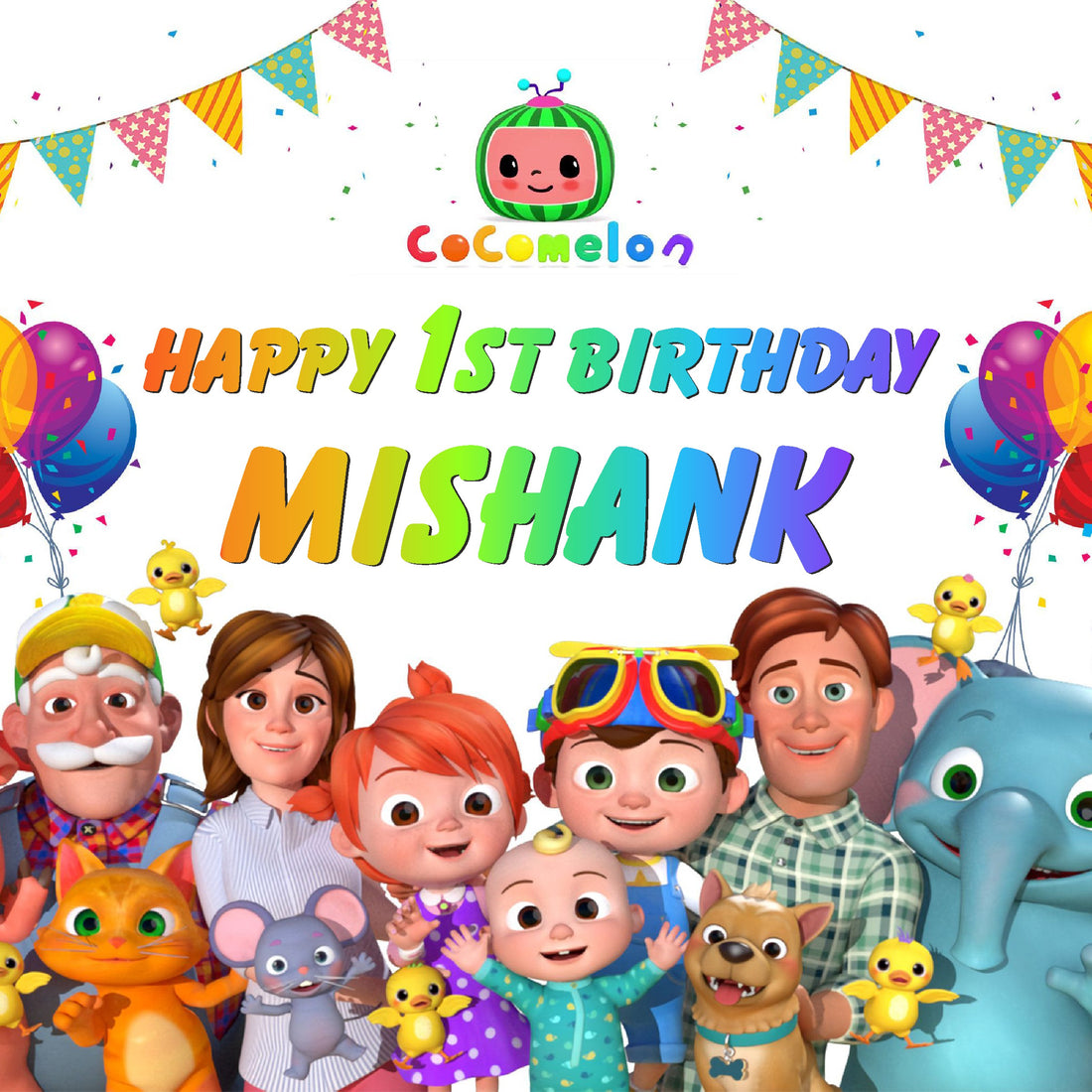 Coco Melon Theme Boy Square Backdrop Boy Backdrop