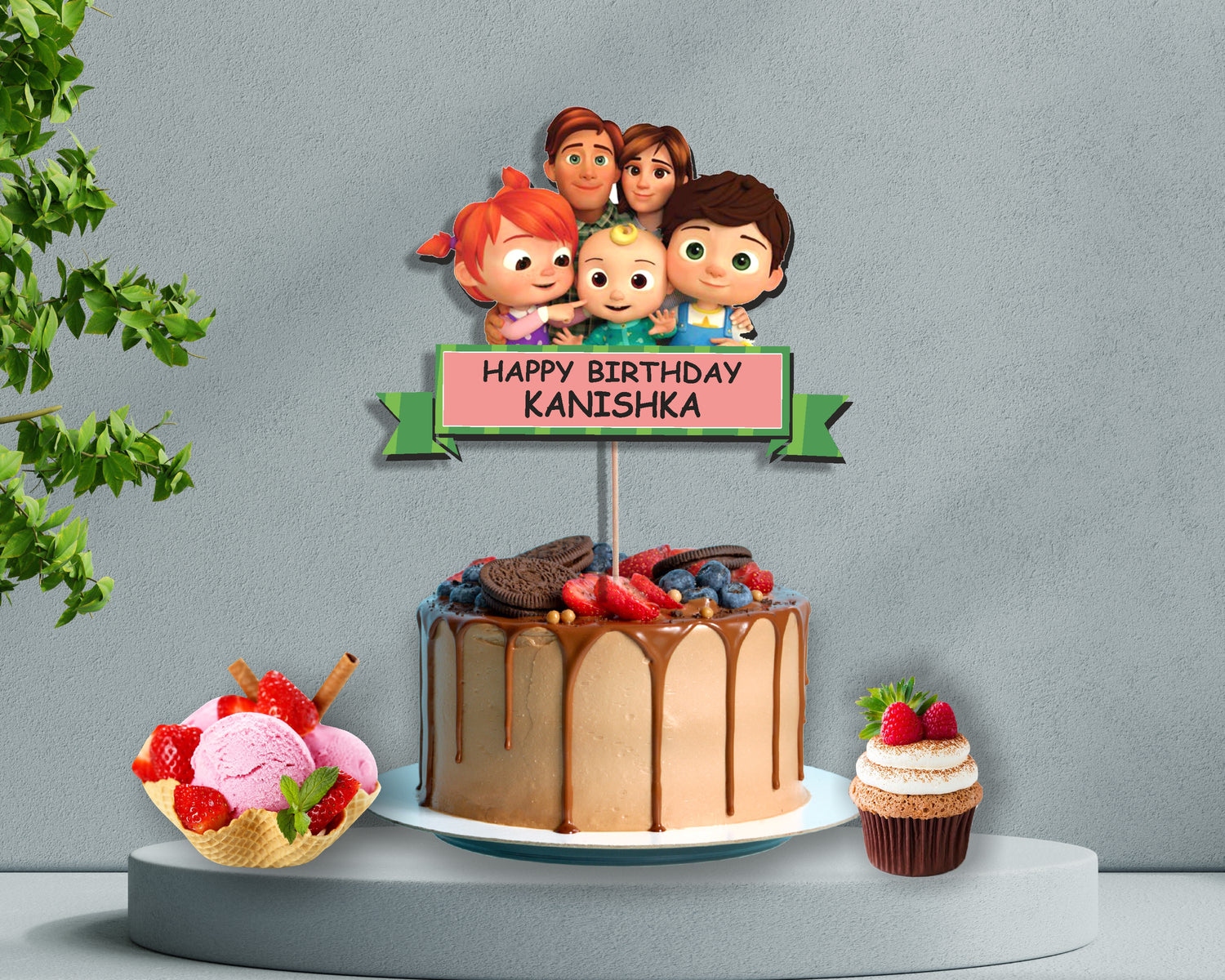 PSI Coco Melon Theme Girl Cake Topper