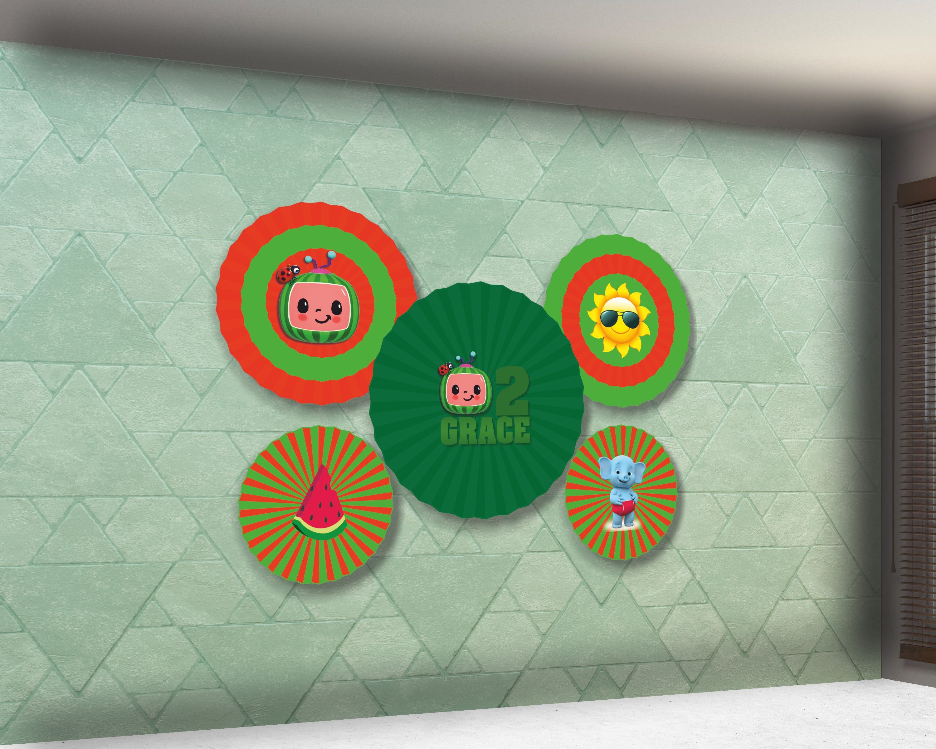 Coco Melon Theme Girl Paper Fan