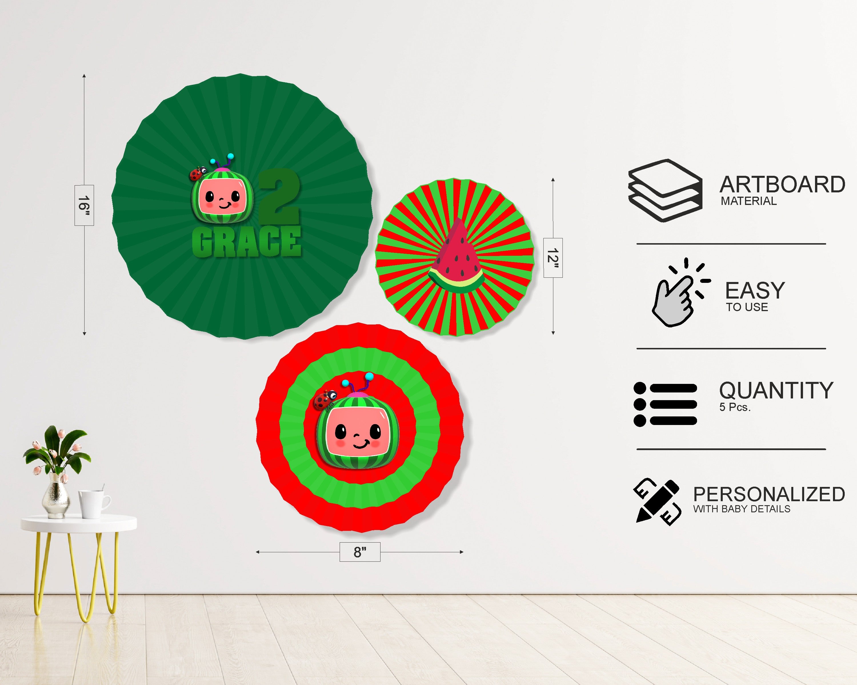 Coco Melon Theme Girl Paper Fan