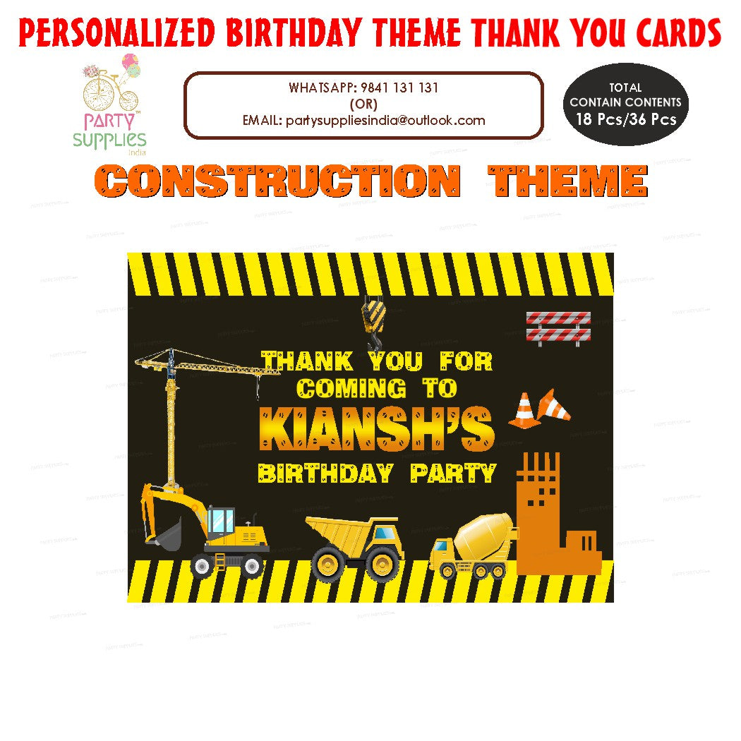Construction Theme Thank You Card