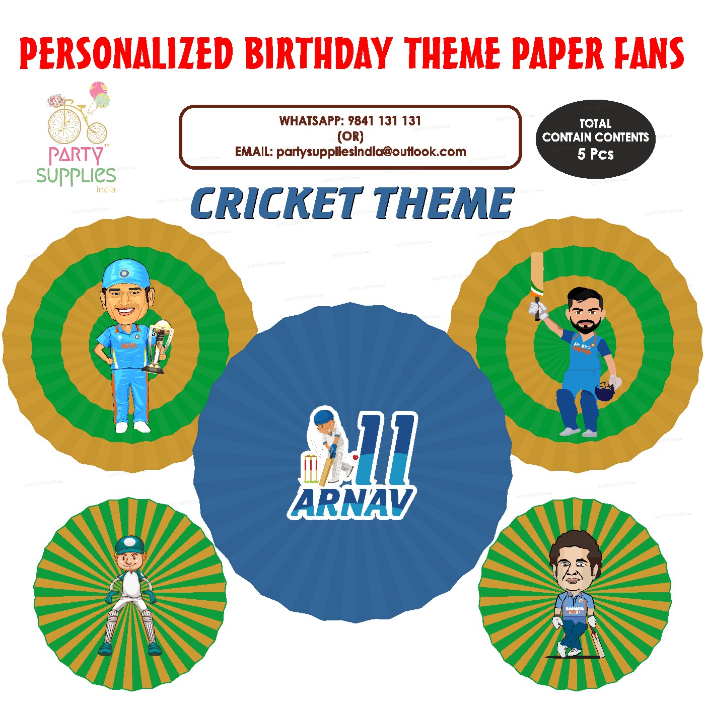 PSI Cricket Theme  Paper Fan