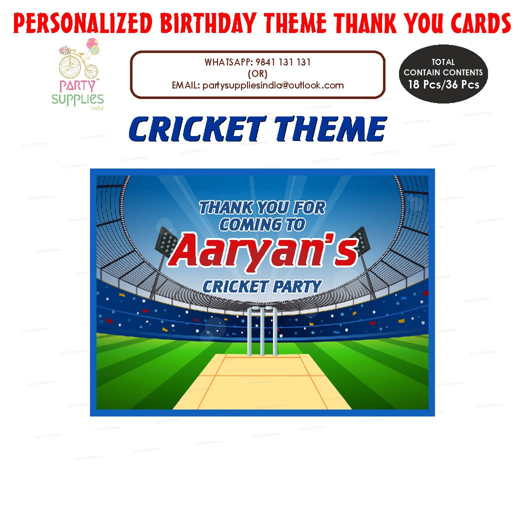 PSI Cricket Theme Thank You Card